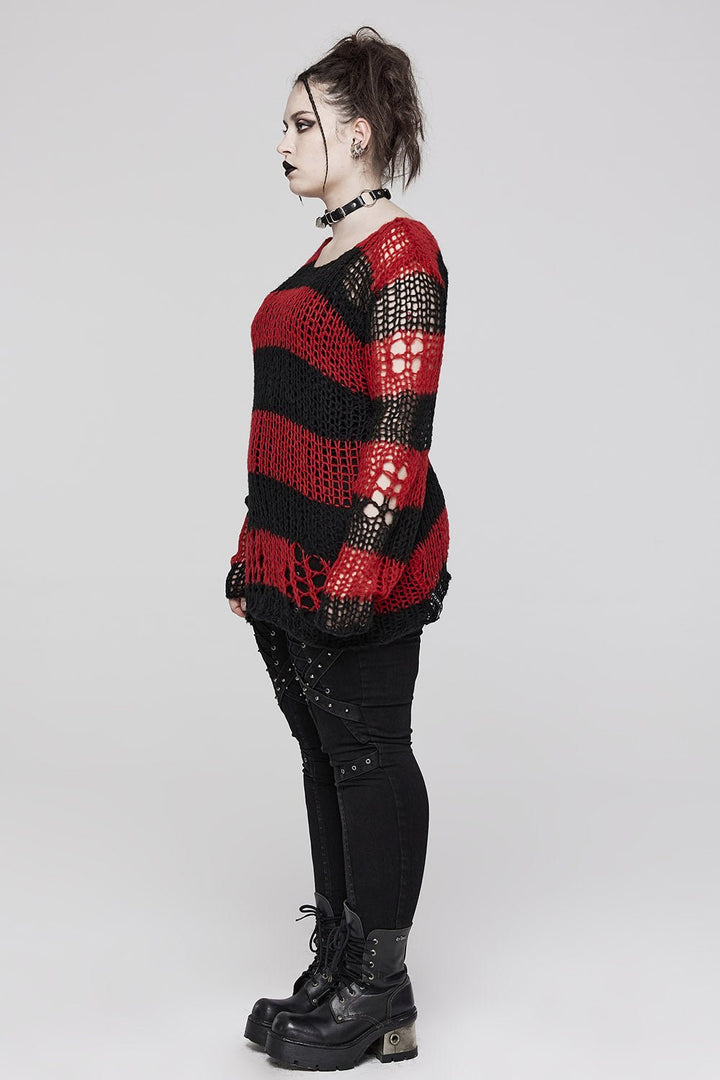 Blood Pact Striped Sweater [RED/BLACK] - mens outerwear - VampireFreaks - Punk Rave