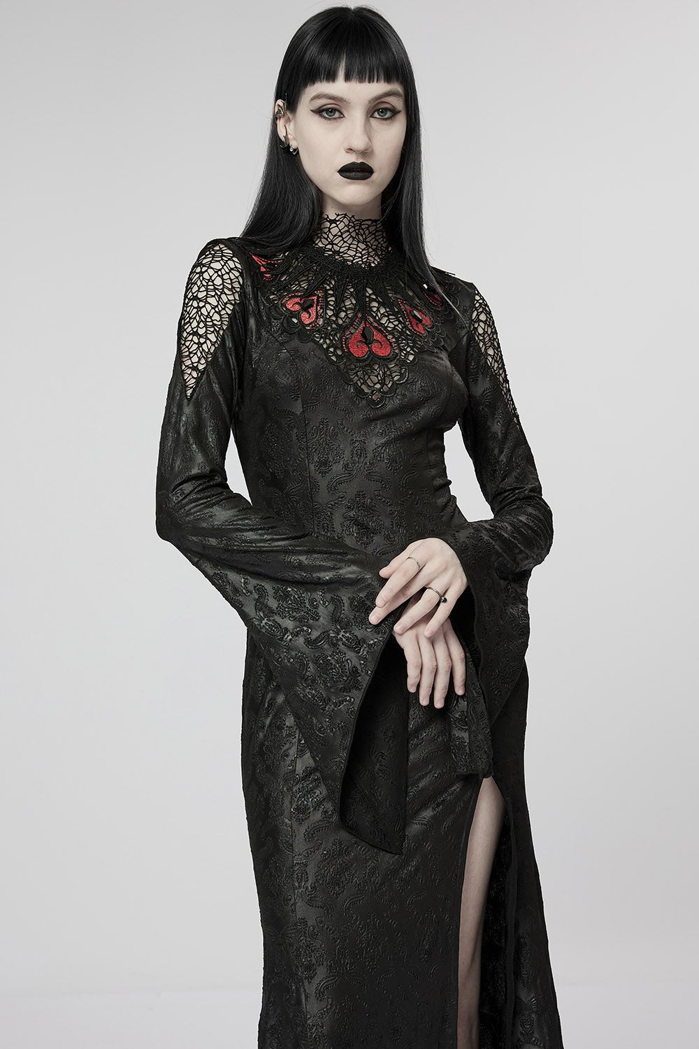 Blood Queen Maxi Dress [BLACK/RED] - dresses - VampireFreaks - Punk Rave