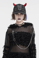 Blood - Red Horns Baseball Hat - hats & scarves & headwear - VampireFreaks - Devil Fashion