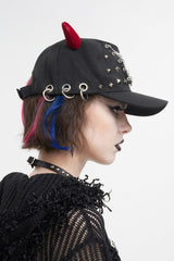 Blood - Red Horns Baseball Hat - hats & scarves & headwear - VampireFreaks - Devil Fashion