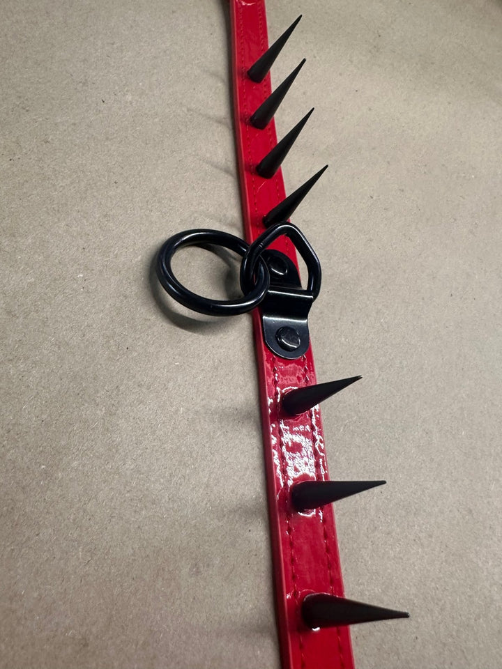 Blood Ritual Long Spiked Choker [BLK/RED] - chokers - VampireFreaks - Funk Plus