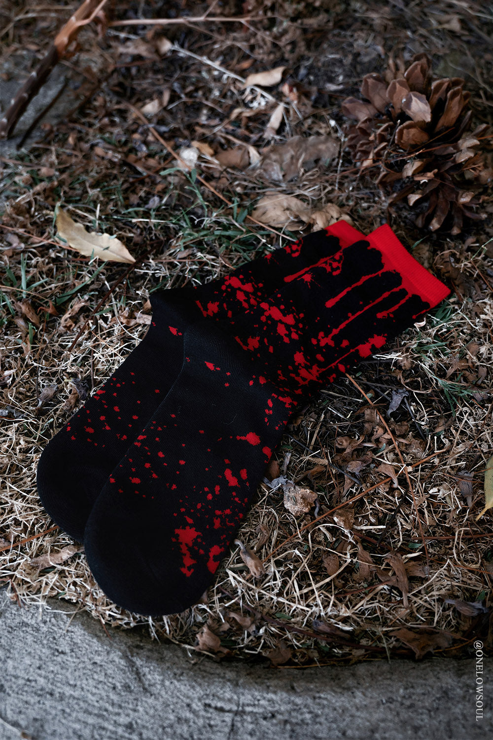 knitted red and black dripping blood socks