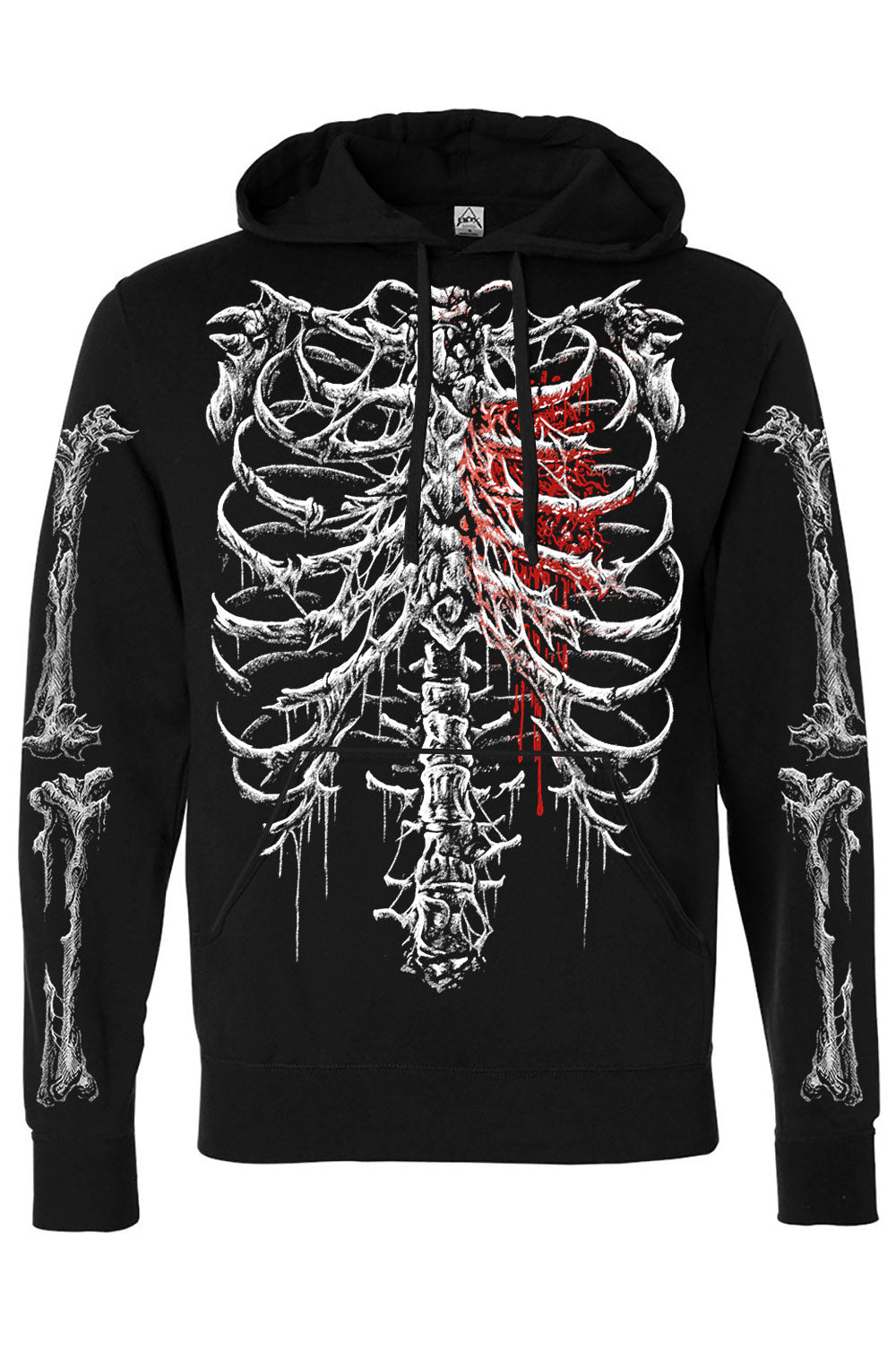 emo skeleton hoodie with bone sleeves