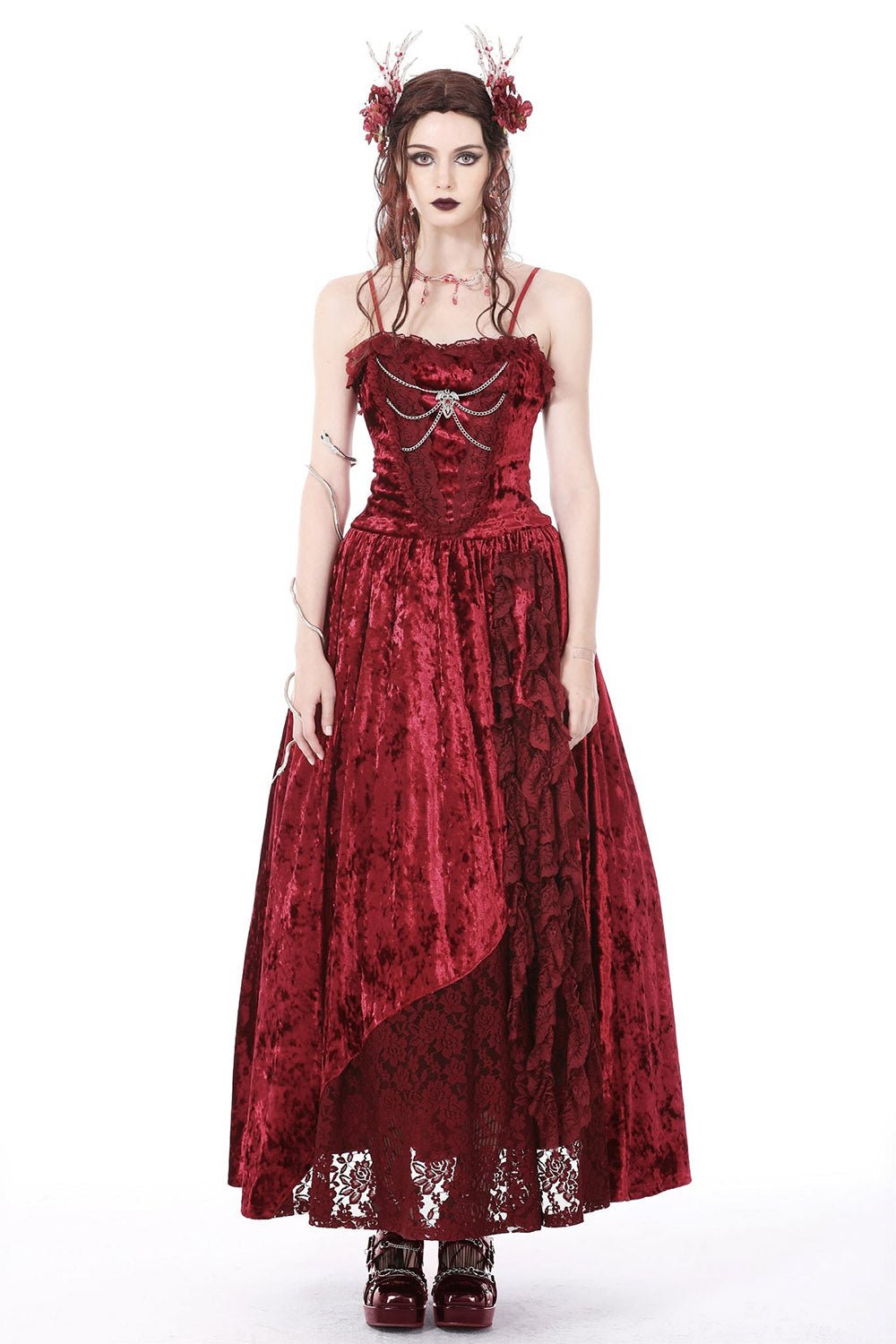 open lace back dress Medieval Gothic Vampire Dress - Gothic Lair main image 0