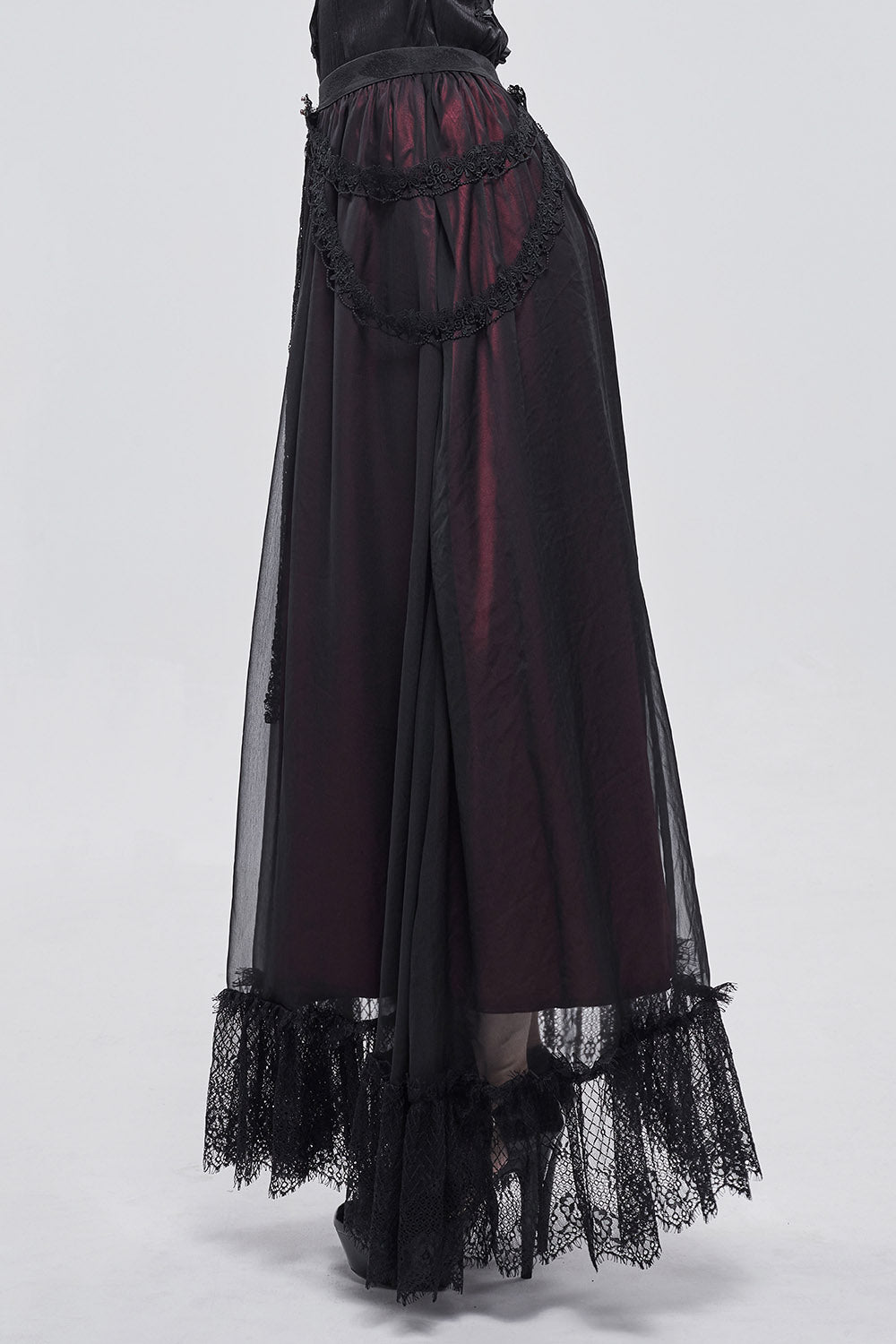 Blooddrop Layered Lace Maxi Skirt - womens bottoms - VampireFreaks - Devil Fashion