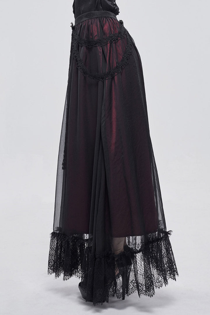 Blooddrop Layered Lace Maxi Skirt - womens bottoms - VampireFreaks - Devil Fashion