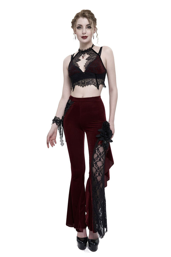 Blooddrop Velvet Crop Top - womens tops - VampireFreaks - Devil Fashion