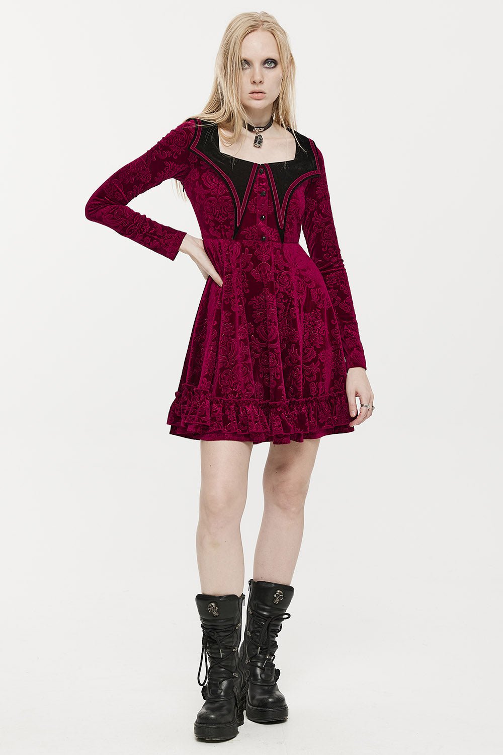 Bloodletting Velvet Dress [VAMP RED] - dresses - VampireFreaks - Punk Rave