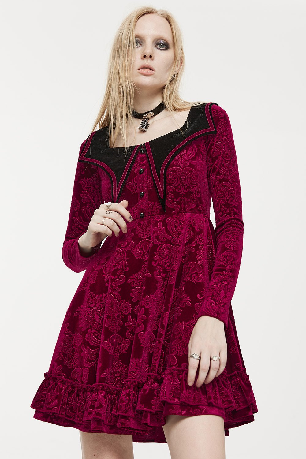 Bloodletting Velvet Dress [VAMP RED] - dresses - VampireFreaks - Punk Rave