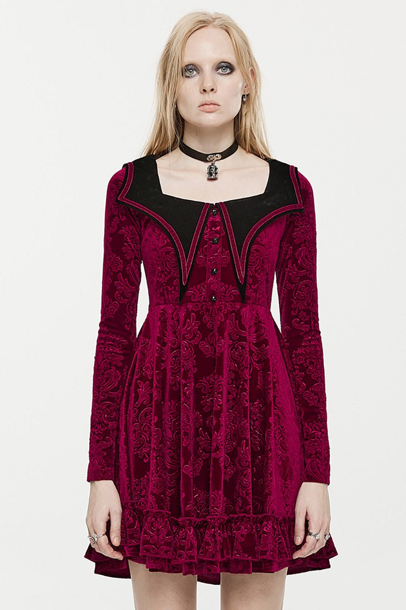 Bloodletting Velvet Dress [VAMP RED] - dresses - VampireFreaks - Punk Rave