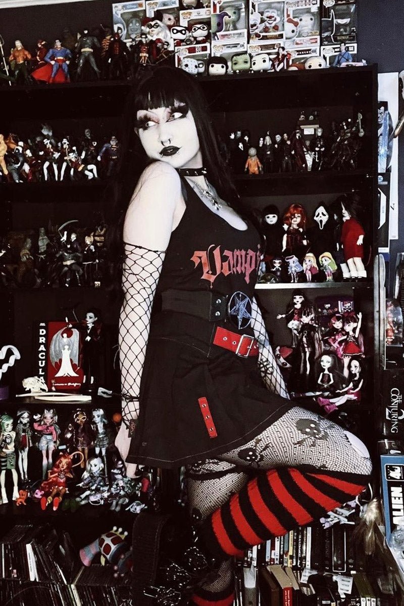 Bloodthirst Striped Leg Warmers [BLACK/RED] - socks & stockings - VampireFreaks - VampireFreaks