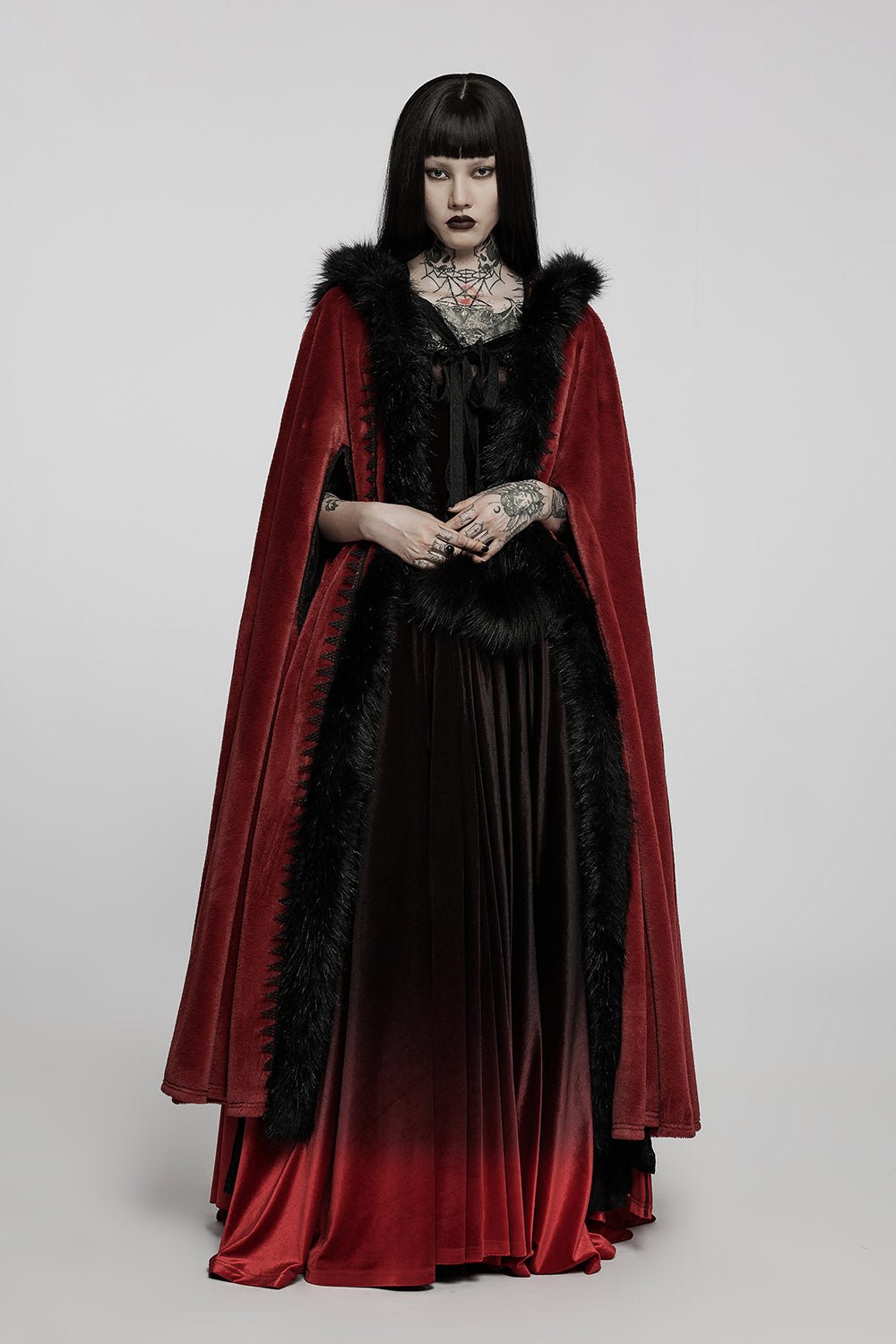 Bloodwitch Red Velvet Cloak - womens outerwear - VampireFreaks - Punk Rave