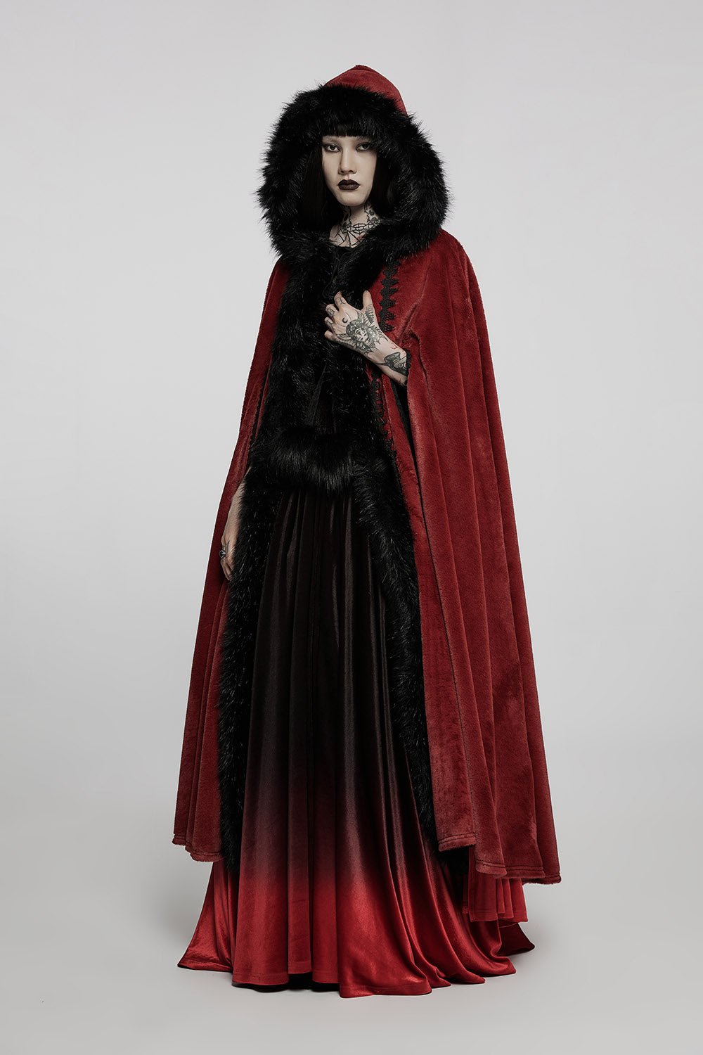 Bloodwitch Red Velvet Cloak - womens outerwear - VampireFreaks - Punk Rave