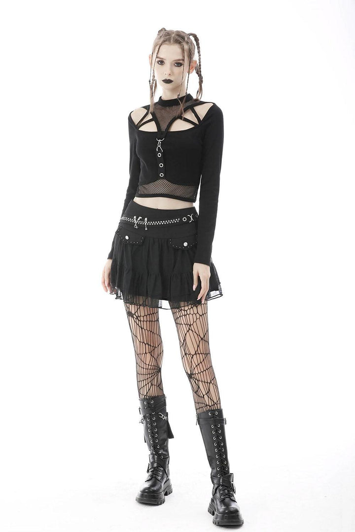 Bloody Kisses Fishnet Crop Top - womens tops - VampireFreaks - Dark In Love