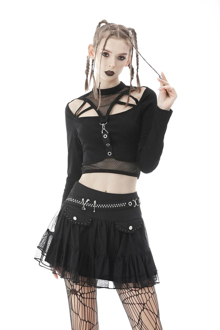 Bloody Kisses Fishnet Crop Top - womens tops - VampireFreaks - Dark In Love