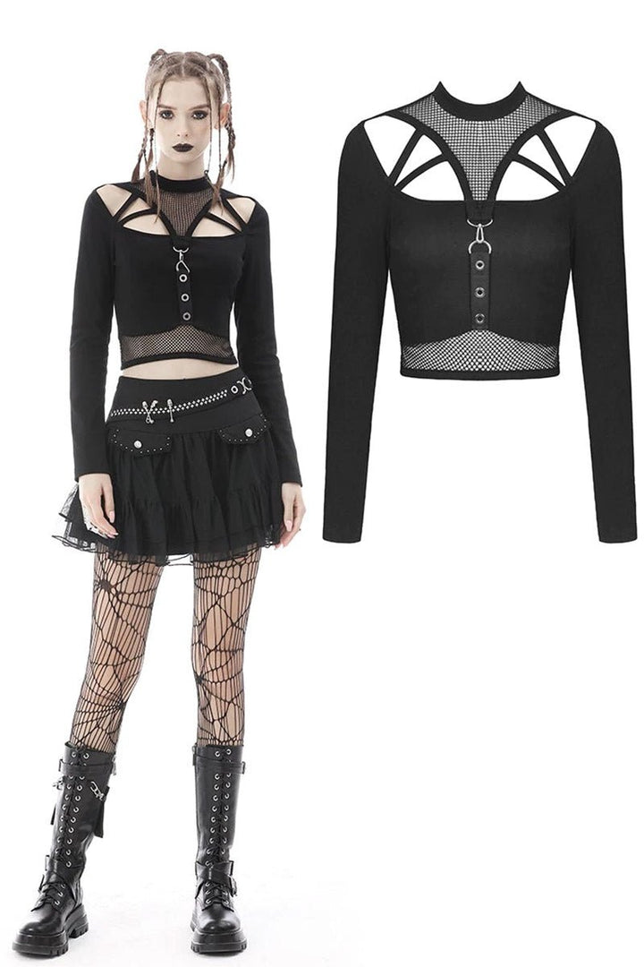 Bloody Kisses Fishnet Crop Top - womens tops - VampireFreaks - Dark In Love