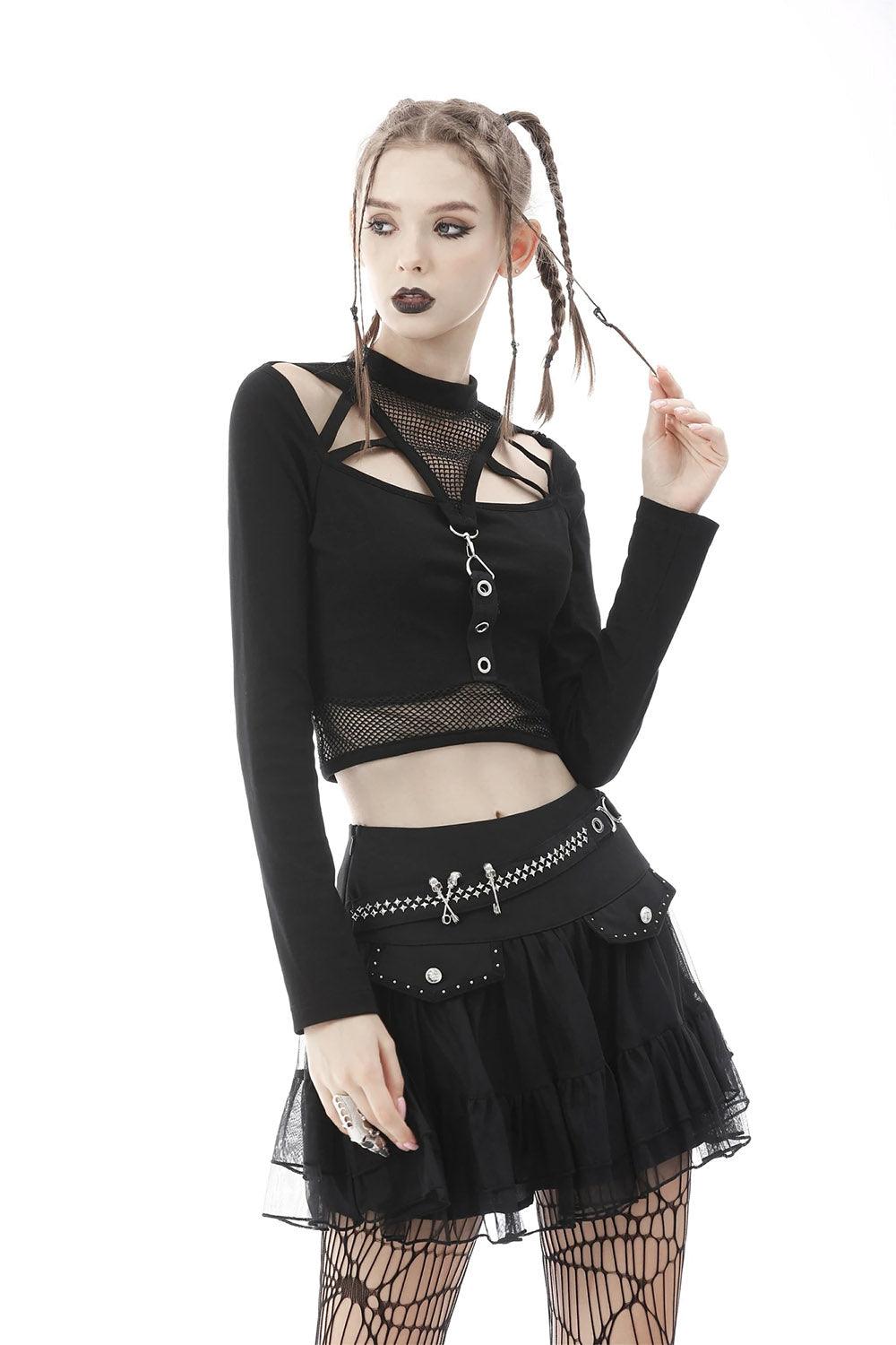 Bloody Kisses Fishnet Crop Top - womens tops - VampireFreaks - Dark In Love