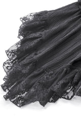 black layered ruffled hem gothic bloomers with attached skirt