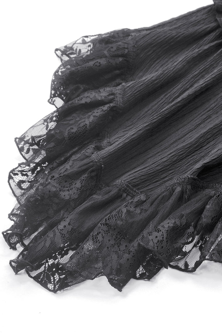 black layered ruffled hem gothic bloomers with attached skirt