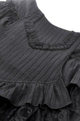 lolita goth ruffled hem black bloomers with attached skirt