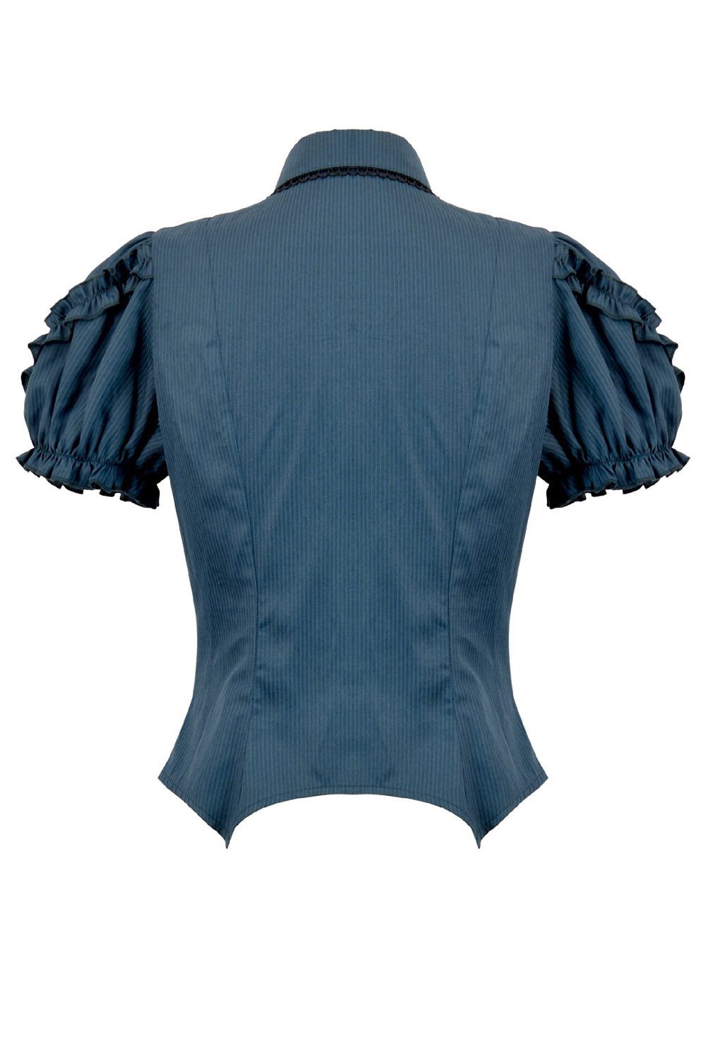 puffed sleeve puffed sleeve dark blue blouse