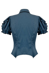 puffed sleeve puffed sleeve dark blue blouse