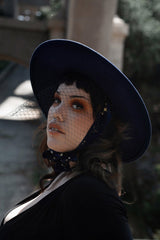Blue Stargazer Veiled Hat - hats & scarves & headwear - VampireFreaks - Lively Ghosts