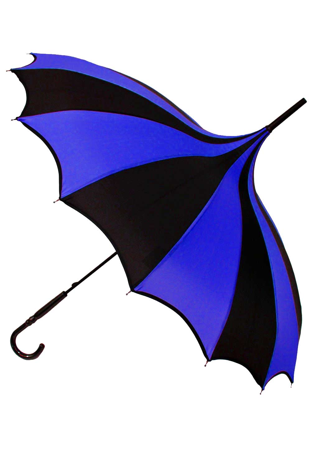 dark blue and black striped siren ocean beach goth umbrella 