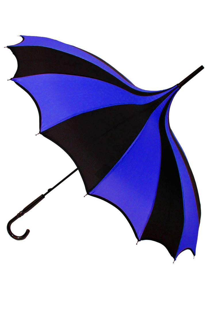 dark blue and black striped siren ocean beach goth umbrella 