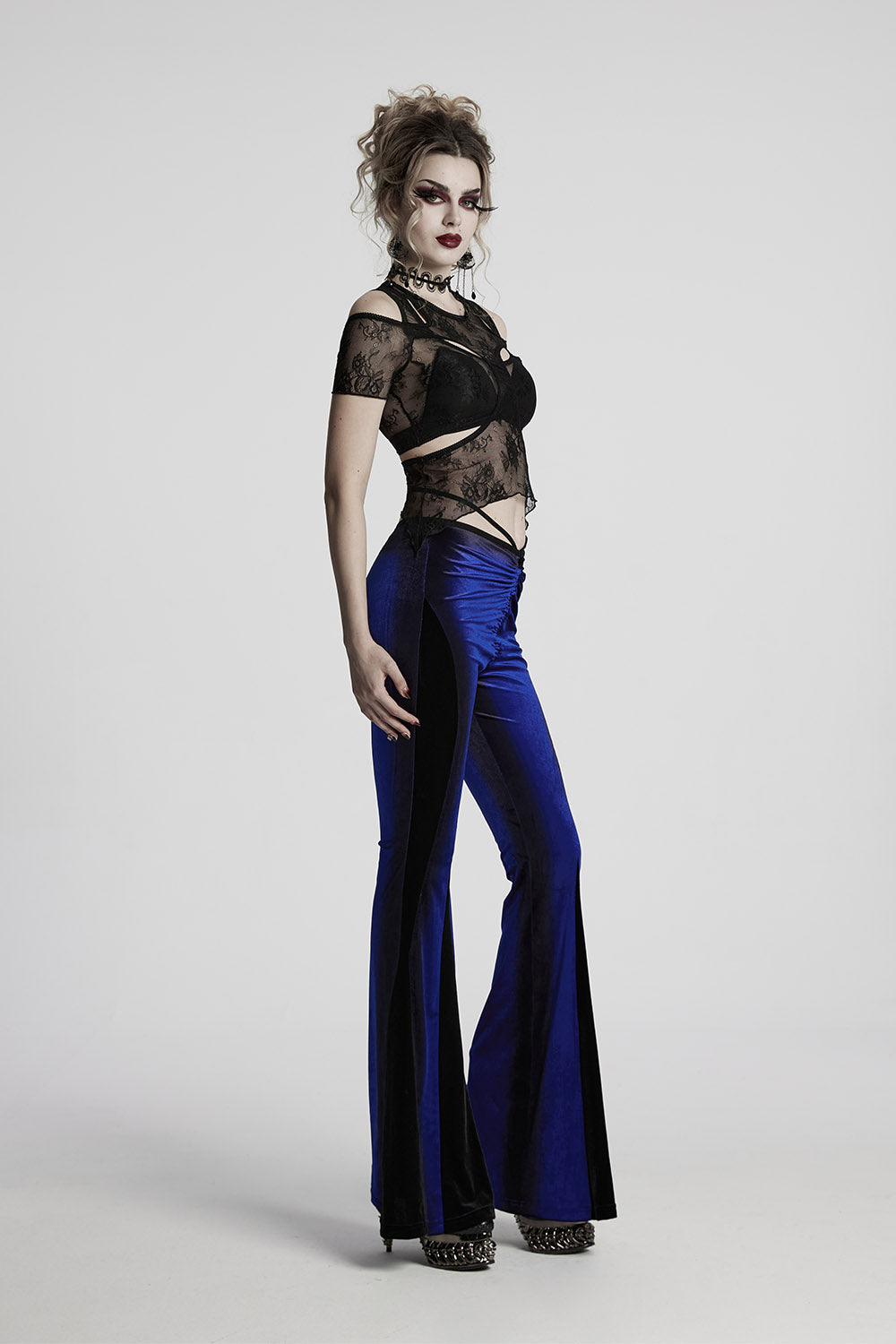 dark blue velvet pants 