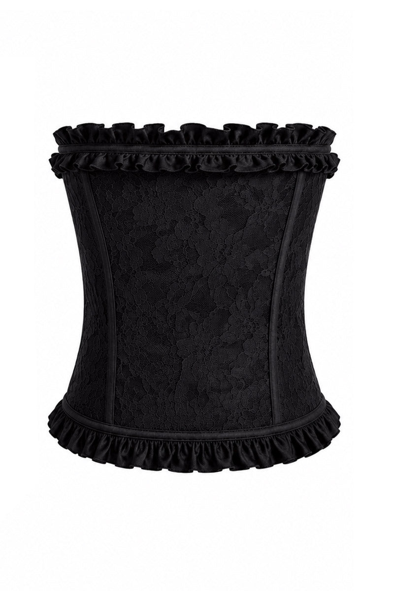 comfy lace floral black gothic bodice top with sweetheart neckline