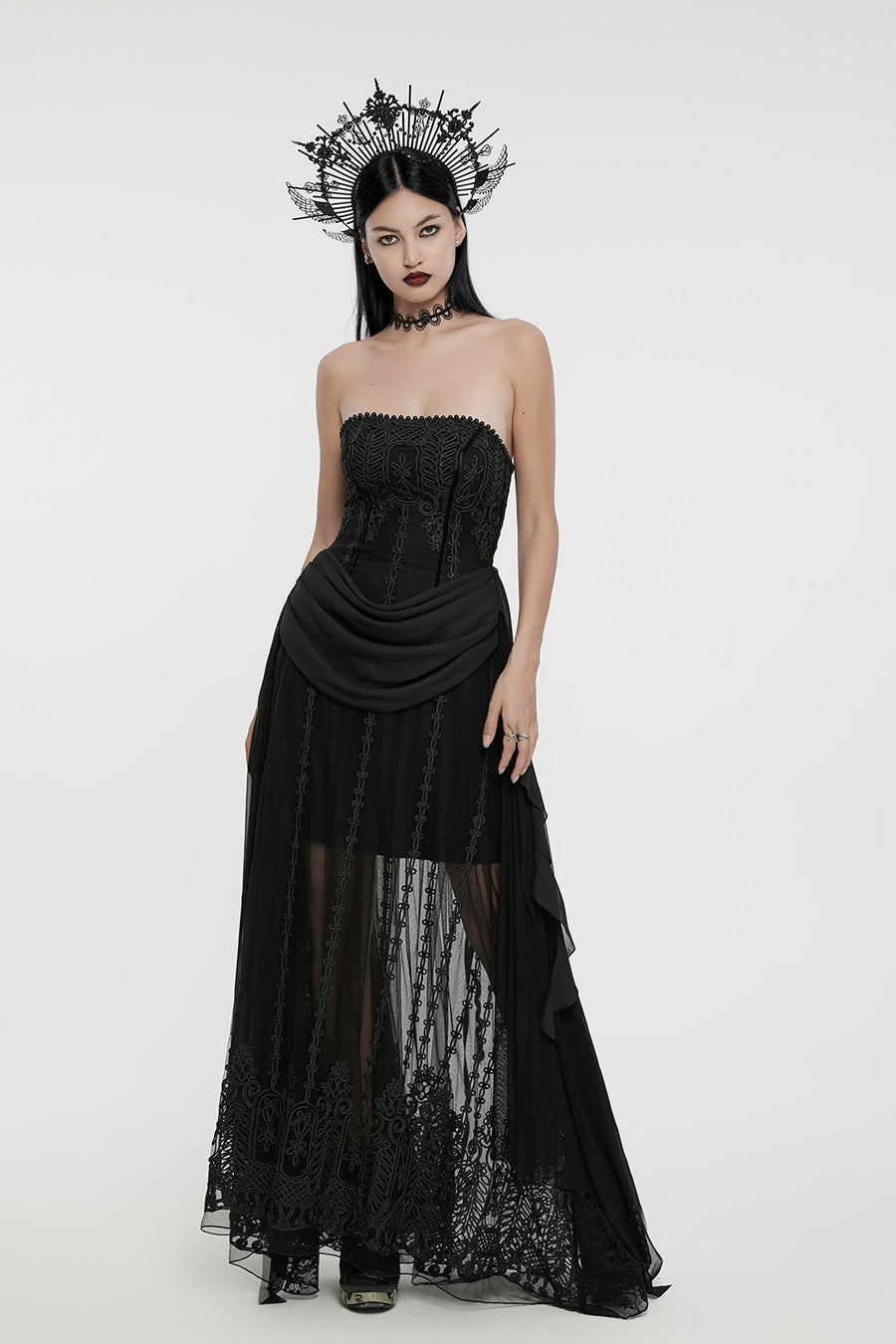 womens gathered gothic gown