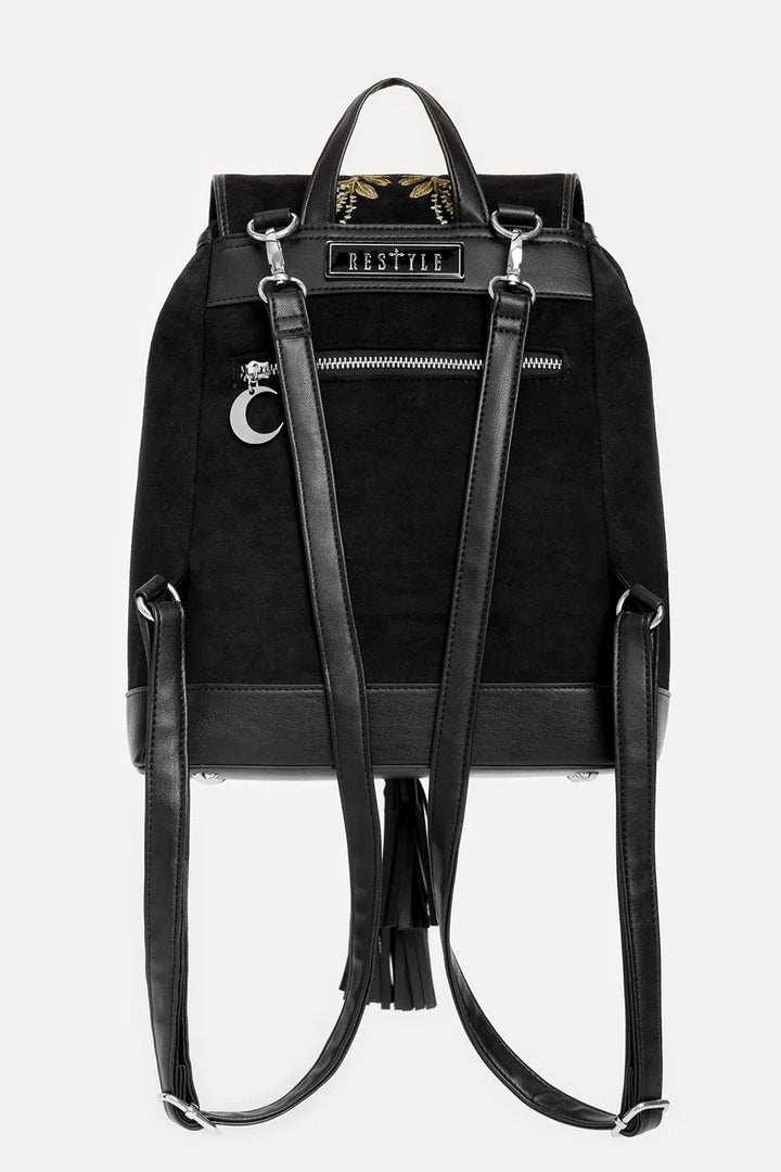 witchy black vegan suede restyle bag