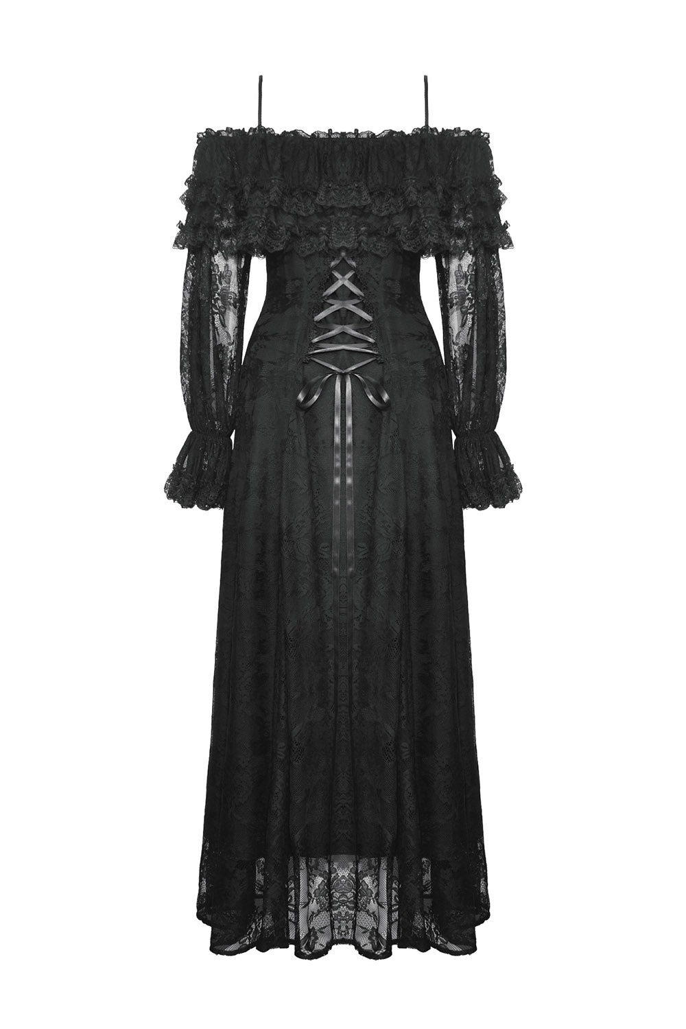 lace balloon sleeve billowy gothic dress