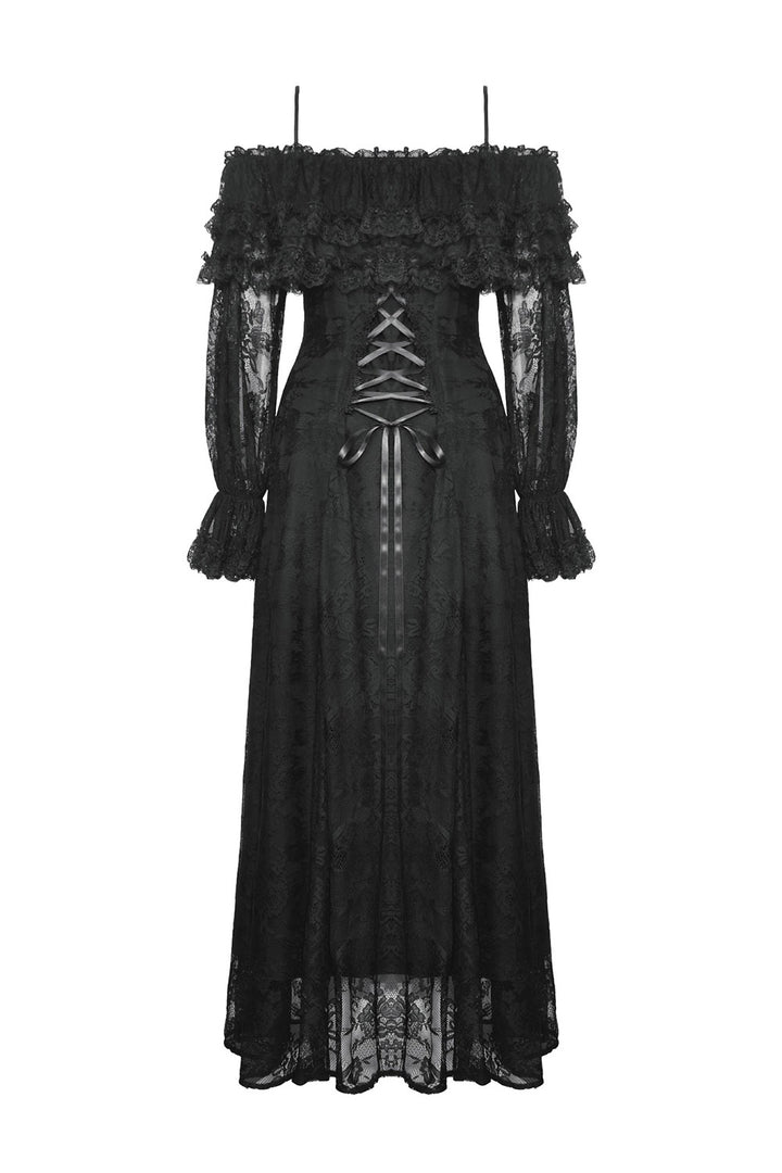 lace balloon sleeve billowy gothic dress