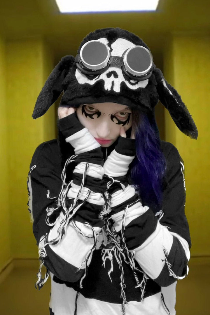 Bone Bunny Hat [BLACK] - hats & scarves & headwear - VampireFreaks - Whatever 21 X Friends4Evr