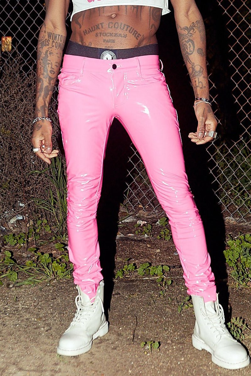 Bone Fit Vinyl Pants [HOT PINK] - mens pants - VampireFreaks - Horse And Horn