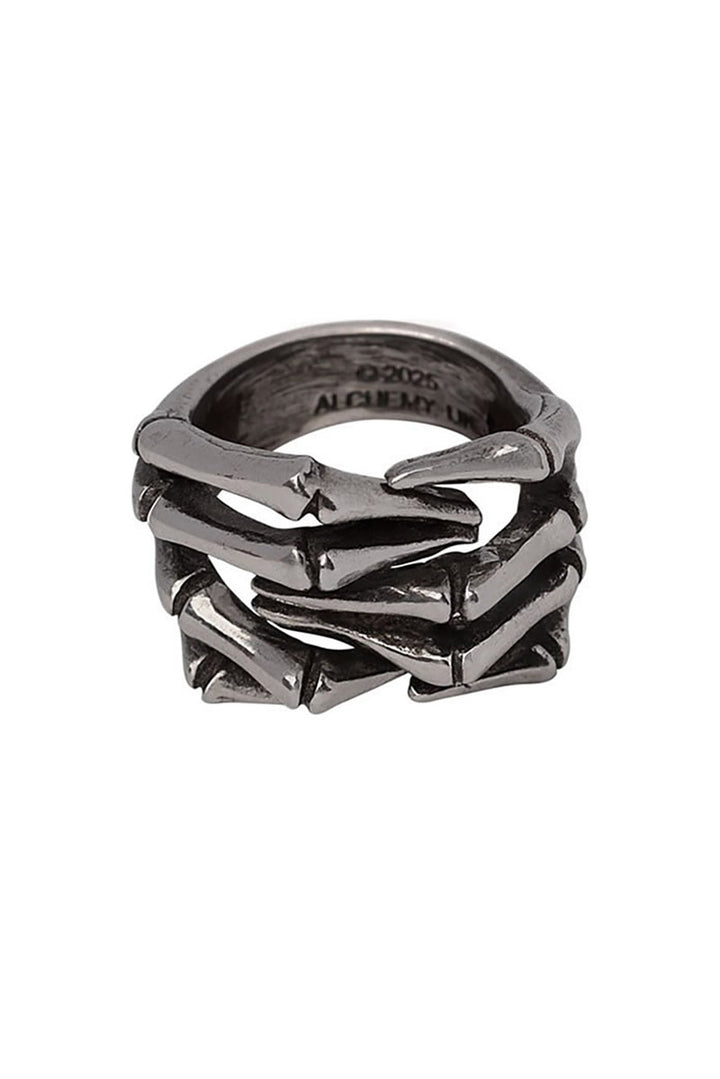 pewter silver skeleton hand ring