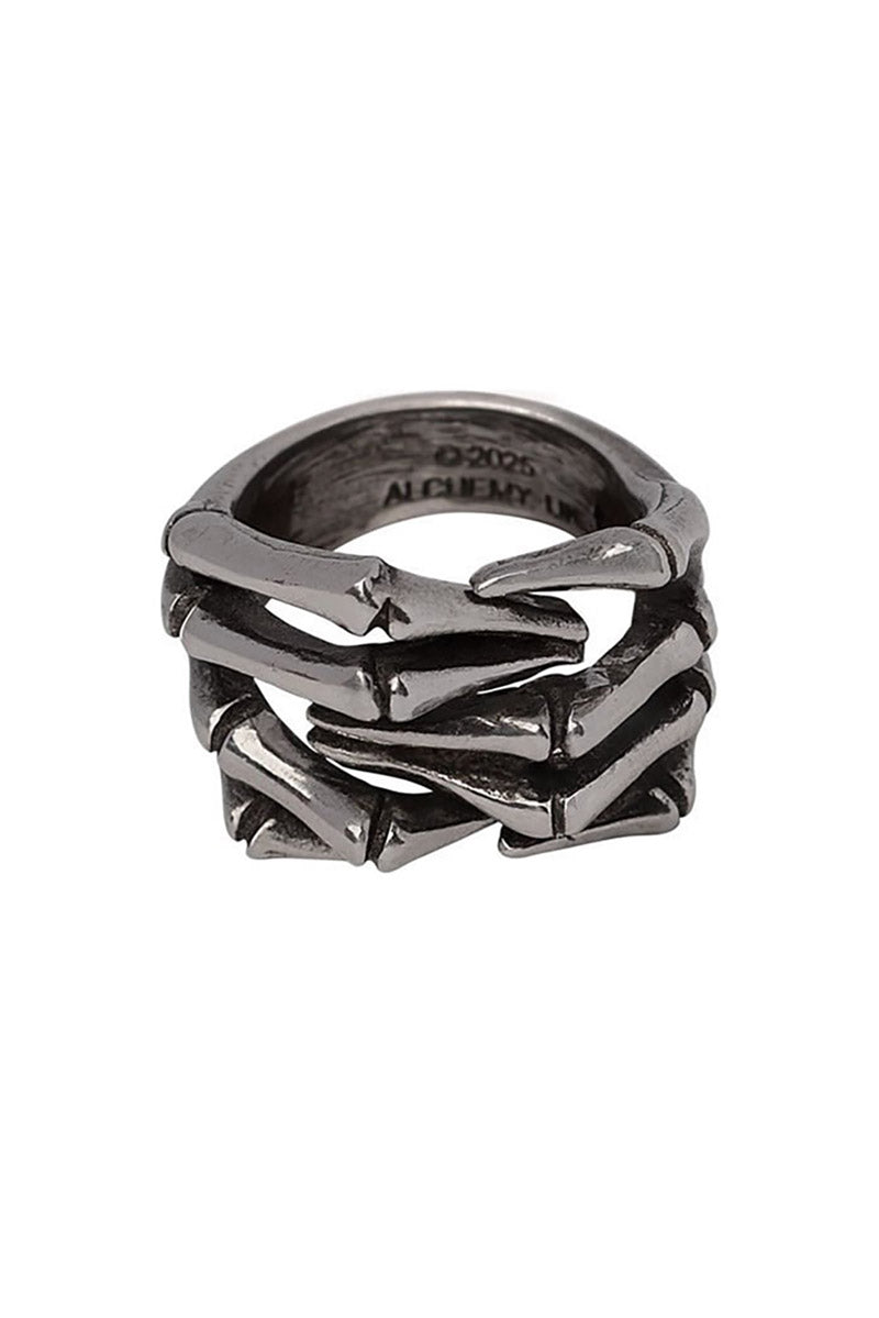 pewter silver skeleton hand ring