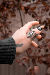 silver gothic bone ring