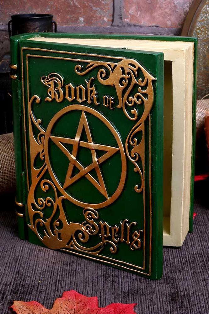 Book of Spells Secret Stash Box [Green] - housewares - VampireFreaks - Nemesis Now