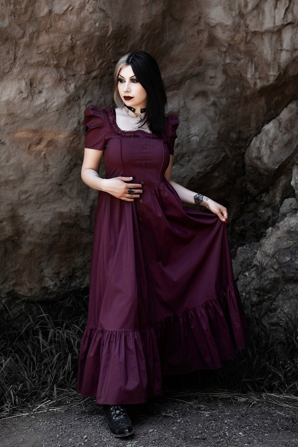 Burgundy gothic dress best sale