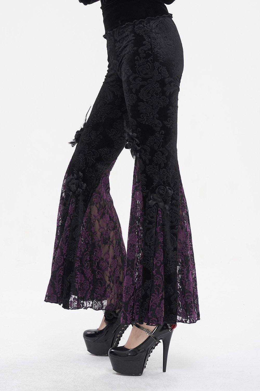 Bordeaux Gothic Bell Bottoms [PURPLE] - womens bottoms - VampireFreaks - Devil Fashion