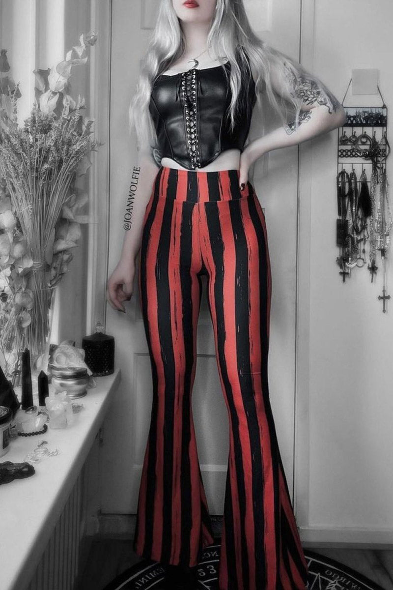Pantalones acampanados Hellz Bellz con rayas rojas y negras [NEGRO/ROJO]