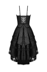 layered womens sweetheart neckline high low hem dress with a bow in the back 