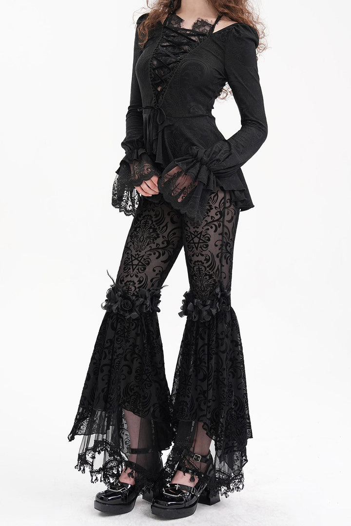 Briar Rose Gothic Bell Bottoms - womens bottoms - VampireFreaks - Devil Fashion