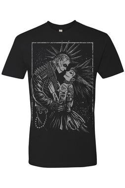 Monster Love: Frankenstein & Bride T-shirt [Graveyard Gray]