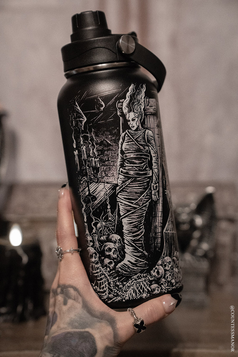 Frankenstein And Bride 32 Oz Water Bottle