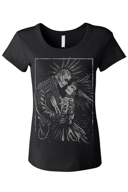 Monster Love: Frankenstein & Bride T-shirt [Graveyard Gray]