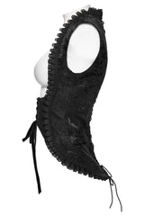 ruffled womens black lace vest